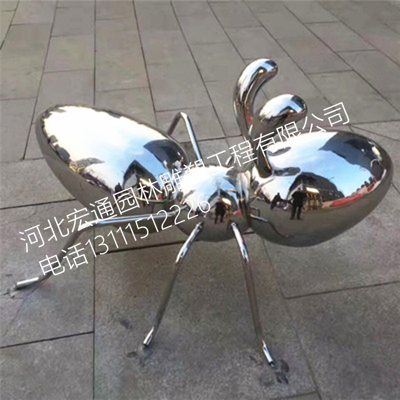 镜面蚂蚁雕塑 不锈钢动物雕塑