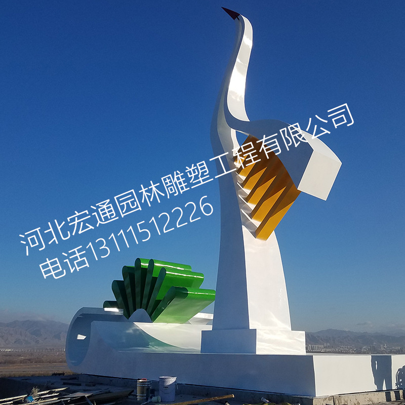 抽象不锈钢仙鹤雕塑 广场不锈钢雕塑