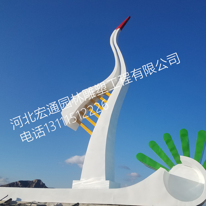 抽象动物仙鹤不锈钢雕塑 大型广场不锈钢雕塑