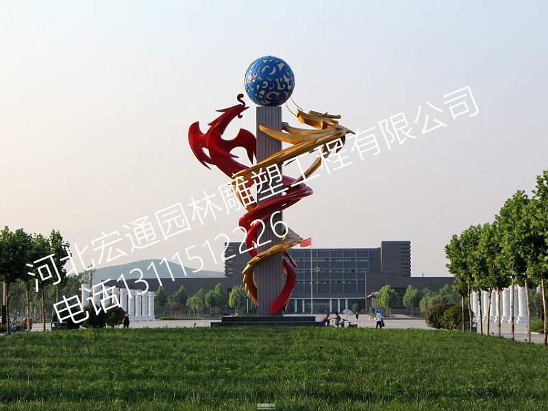 龙凤戏珠不锈钢雕塑，广场不锈钢龙凤戏珠雕塑