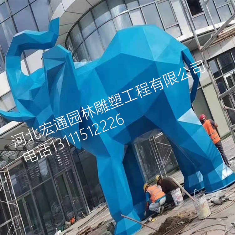 不锈钢大象雕塑 大型金属仿真摆件 动物雕塑厂
