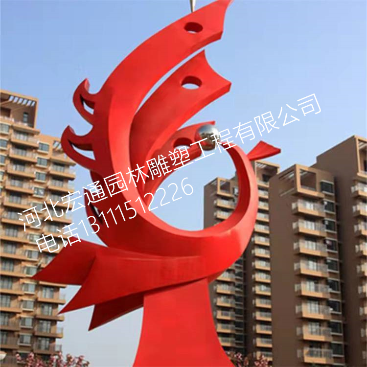 凤凰不锈钢城市景观雕塑 大型抽象镜面镂空广场装饰摆件
