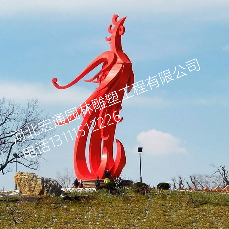 校园不锈钢雕塑 抽象凤凰摆件 304镜面动物雕塑 大型广场景观小品