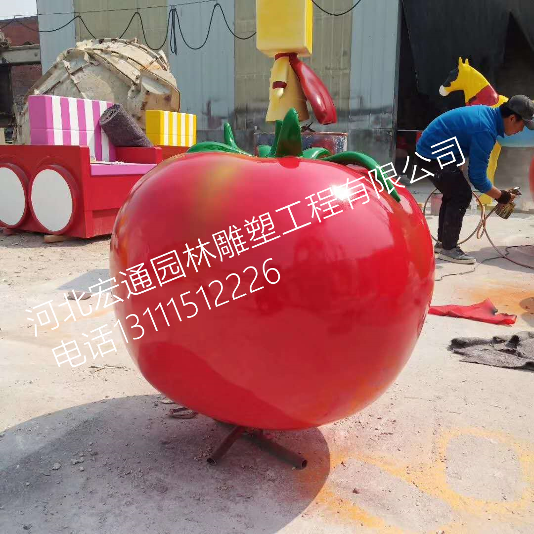 玻璃钢仿真番茄雕塑室外广场装饰果蔬雕塑