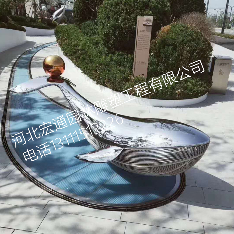 不锈钢雕塑仿真海洋动物海豚户外公园景观装饰酒店售楼处金属摆件