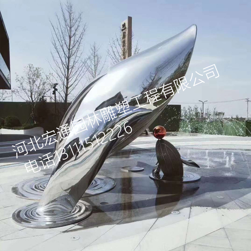 不锈钢雕塑仿真海洋动物海豚户外公园景观装饰酒店售楼处金属摆件