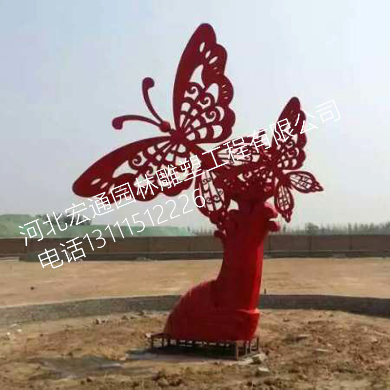 园林景观仿真昆虫雕塑公园庭院草坪装饰雕塑不锈钢蝴蝶造型雕塑