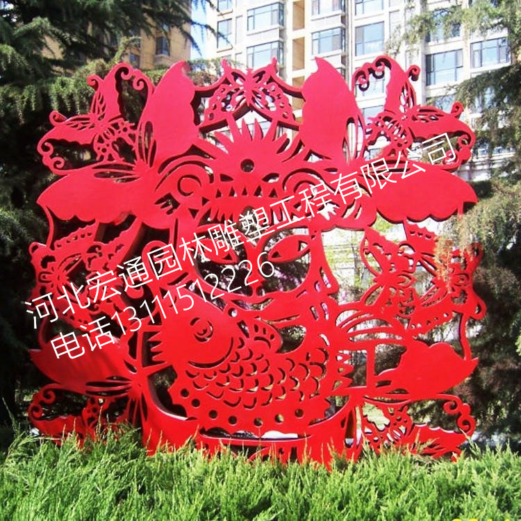 不锈钢镂空窗花剪纸雕塑 窗花造型不锈钢雕塑 剪纸雕塑