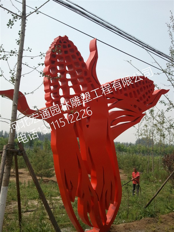 剪纸玉米雕塑公园不锈钢雕塑