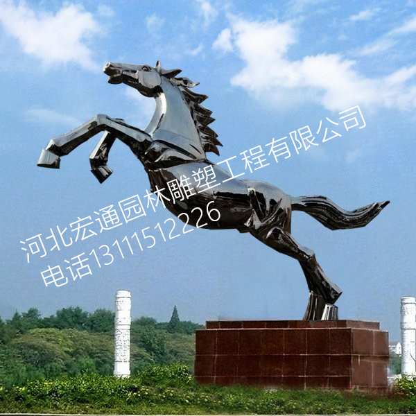 不锈钢奔马雕塑广场奔跑马动物雕塑