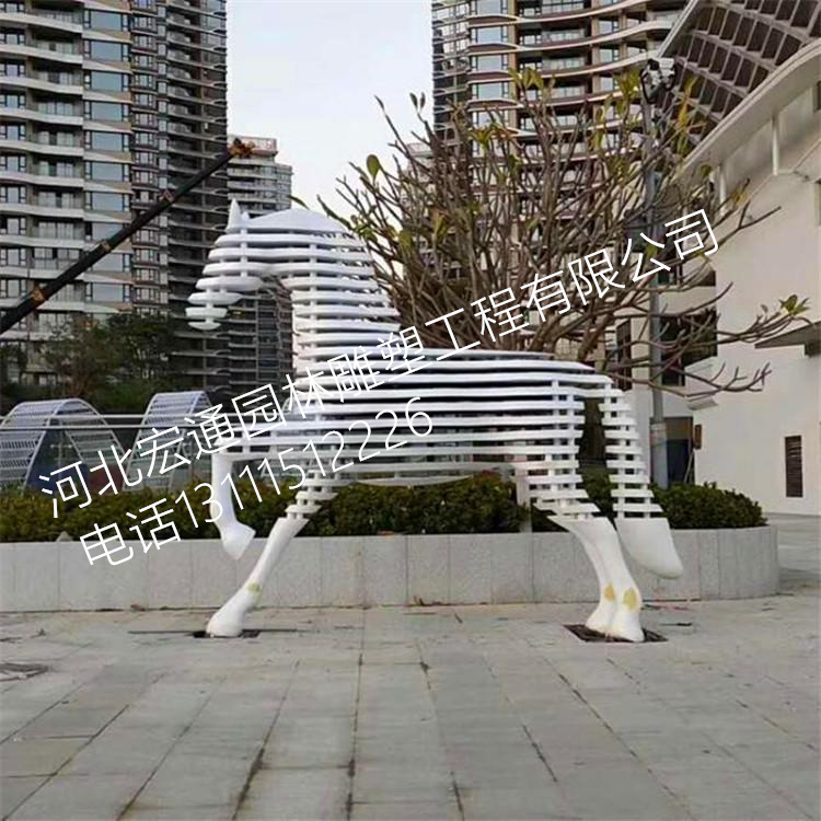 不锈钢镂空马雕塑定制厂 抽象人物骑马