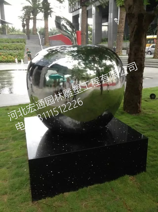 不锈钢苹果雕塑，广场不锈钢雕塑