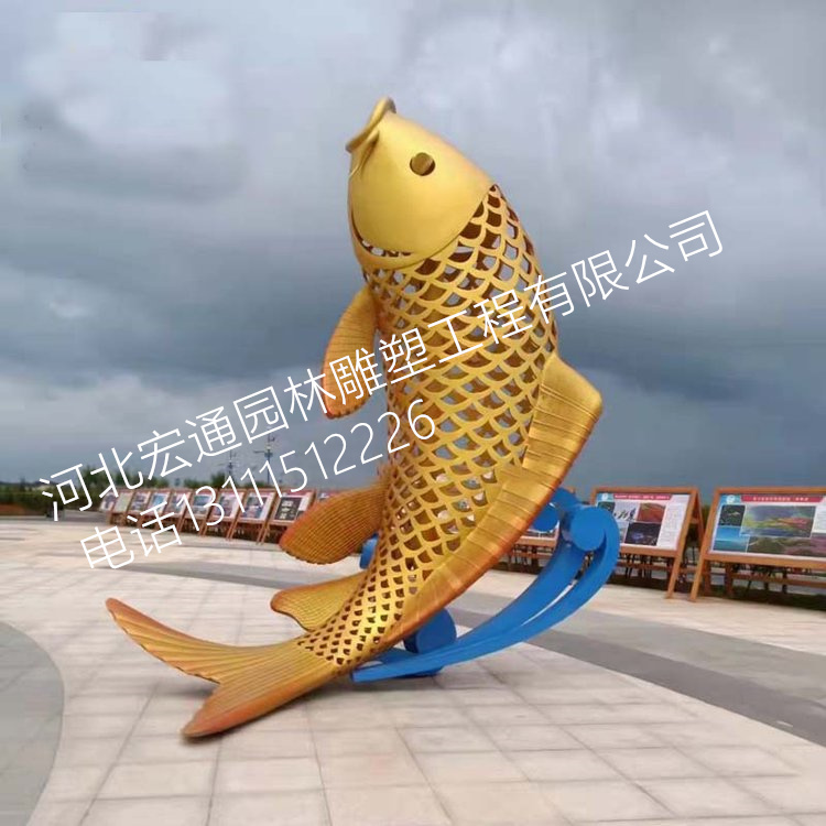 大型不锈钢雕塑户外广场城市景观镂空鱼群雕塑摆件不锈钢鲤鱼雕塑