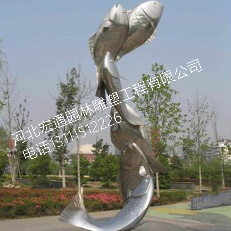 供应大型抽象不锈钢动物造型雕塑 海豚 鱼 室外工艺品摆件