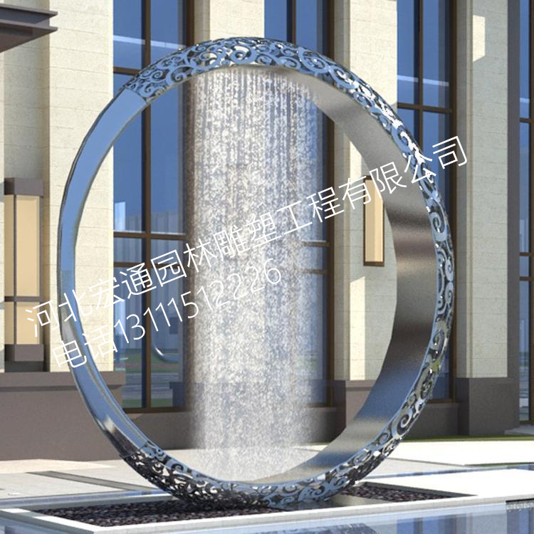 沿海城市圆环不锈钢雕塑创意金属雕塑造型别致素材